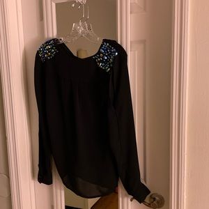 Guess Black Blouse with Embroidered Details